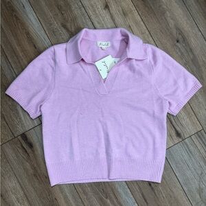 Pink Collared Knit Top